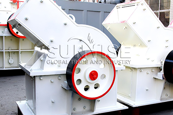 A hammer crusher for recycling used mobile phone batteries.